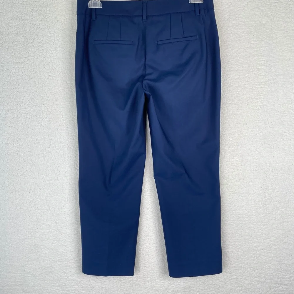 White House Black Market Perfect Form Navy Blue Straight Crop Pants Size 6